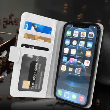 iPhone 13 PRO Plånboksfodral Skal (Vit)