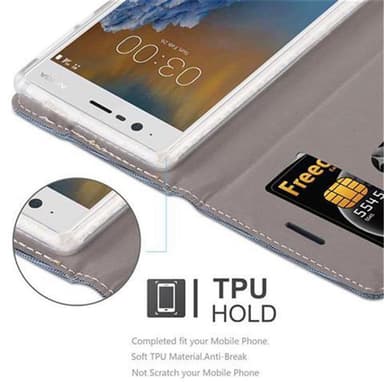 Nokia 3 2017 Plånboksfodral Skal (Blå)