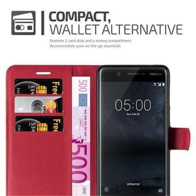 Nokia 5 2017 Plånboksfodral Skal (Röd)