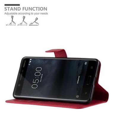 Nokia 5 2017 Plånboksfodral Skal (Röd)