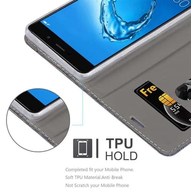 Huawei Enjoy 7 PLUS Plånboksfodral Skal (Grå)