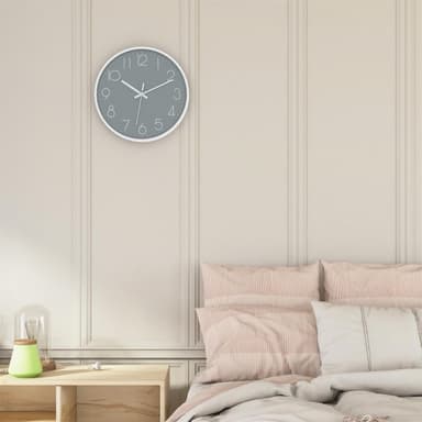 Väggklocka i30,5 cm diameter Klocka (vit - grå)