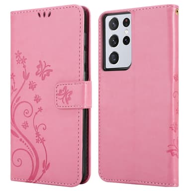 Samsung Galaxy S21 ULTRA Plånboksfodral Skal (Rosa)