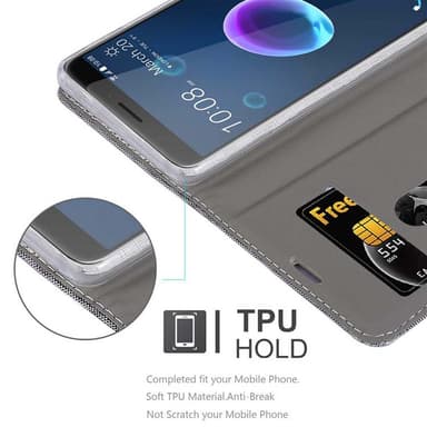 HTC Desire 12 Plånboksfodral Skal (Grå)