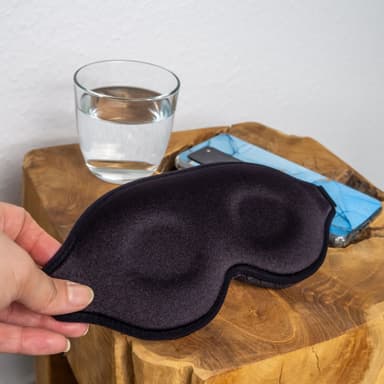 Sovmask i svart - 3D-sovmask - mjuk, lätt och kraftigt