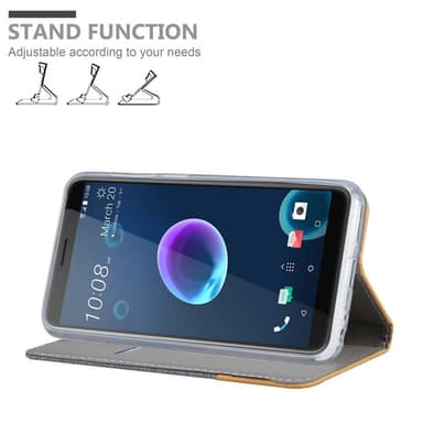 HTC Desire 12 Plånboksfodral Skal (Grå)