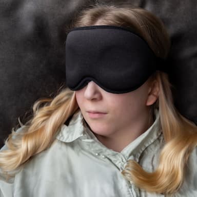 Sovmask i svart - 3D-sovmask - mjuk, lätt och kraftigt