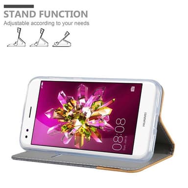 Huawei Enjoy 7 Plånboksfodral Skal (Grå)