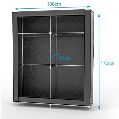 Fällbar Garderob 108x45x170 cm Klädskåp Skåpet (grå)