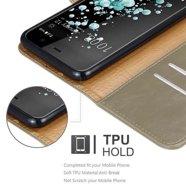 HTC U PLAY Plånboksfodral Skal (Brun)