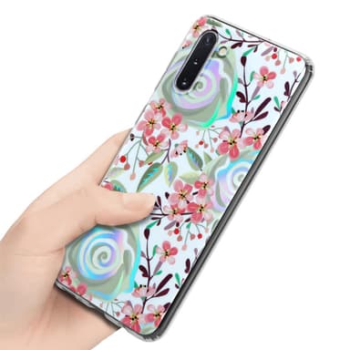 Samsung Galaxy NOTE 10 Fodral Skal Blommor (Vit)