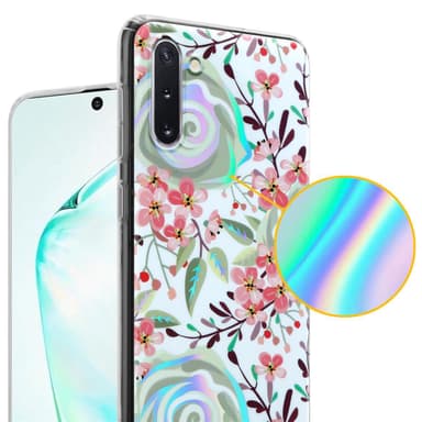 Samsung Galaxy NOTE 10 Fodral Skal Blommor (Vit)