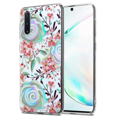 Samsung Galaxy NOTE 10 Fodral Skal Blommor (Vit)