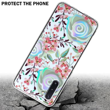 Samsung Galaxy NOTE 10 Fodral Skal Blommor (Vit)