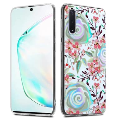 Samsung Galaxy NOTE 10 Fodral Skal Blommor (Vit)
