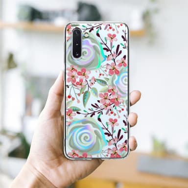 Samsung Galaxy NOTE 10 Fodral Skal Blommor (Vit)