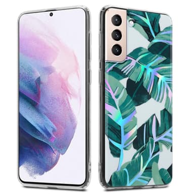 Samsung Galaxy S21 PLUS Fodral Skal Blommor (Vit)