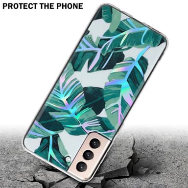 Samsung Galaxy S21 PLUS Fodral Skal Blommor (Vit)