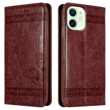 iPhone 12 MINI Plånboksfodral Skal (Röd)