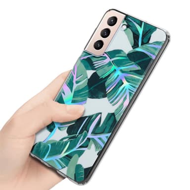 Samsung Galaxy S21 PLUS Fodral Skal Blommor (Vit)