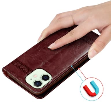 iPhone 12 MINI Plånboksfodral Skal (Röd)