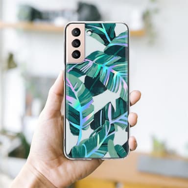 Samsung Galaxy S21 PLUS Fodral Skal Blommor (Vit)