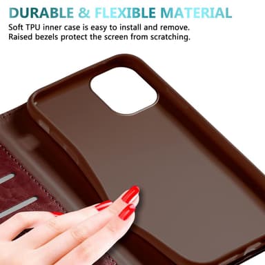 iPhone 12 MINI Plånboksfodral Skal (Röd)
