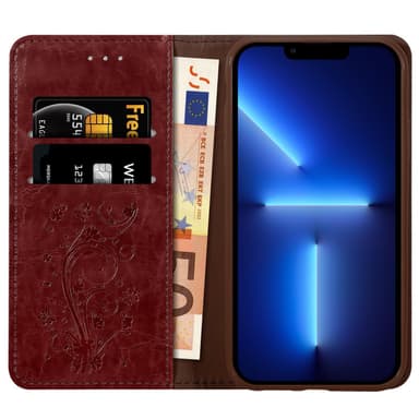 iPhone 13 PRO MAX Plånboksfodral Skal (Röd)
