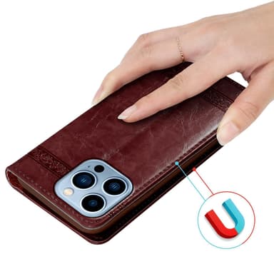 iPhone 13 PRO MAX Plånboksfodral Skal (Röd)