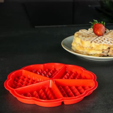 2x Silikonvåffelformar Bakformar (Röd)