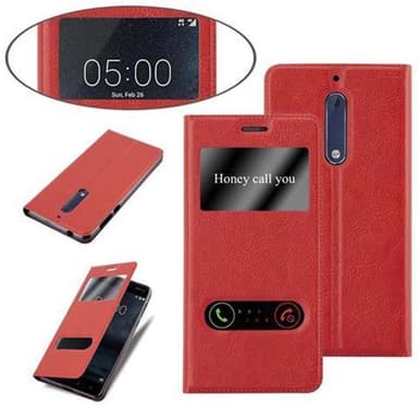 Nokia 5 2017 Plånboksfodral Skal (Röd)