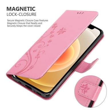 iPhone 12 MINI Plånboksfodral Skal (Rosa)