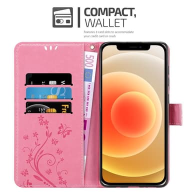 iPhone 12 MINI Plånboksfodral Skal (Rosa)