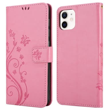 iPhone 12 MINI Plånboksfodral Skal (Rosa)