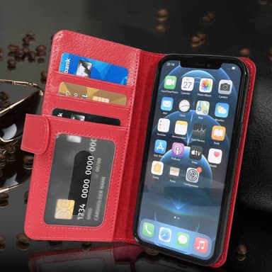 iPhone 13 PRO Plånboksfodral Skal (Röd)