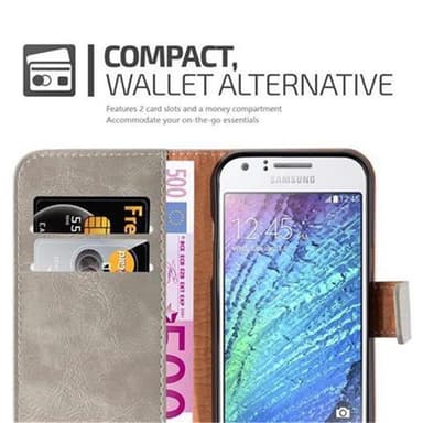 Samsung Galaxy J1 2015 Plånboksfodral Skal (Brun)