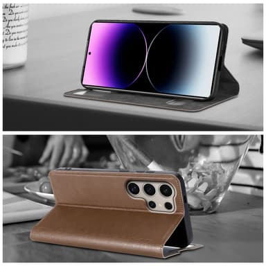 Samsung Galaxy S24 ULTRA Plånboksfodral Skal (Brun)