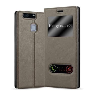 Huawei P9 Plånboksfodral Skal (Brun)
