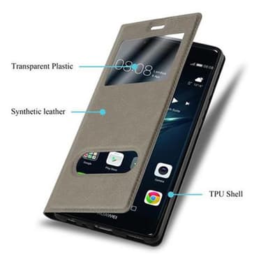Huawei P9 Plånboksfodral Skal (Brun)