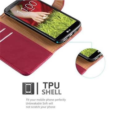 LG G2 Plånboksfodral Skal (Röd)