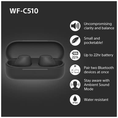 Sony WF-C510 True Wireless in ear-hörlurar (svarta)