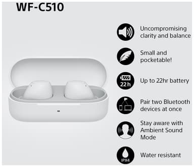 Sony WF-C510 True Wireless in ear-hörlurar (vita)