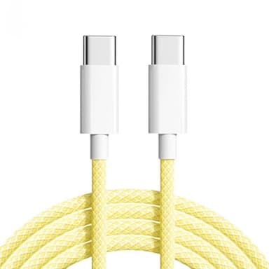 NÖRDIC 2m USB 2.0 USB-C till C kabel för iPhone 15/15 Pro/15 Plus/15 Pro Max 3A 480Mbps 60W gul