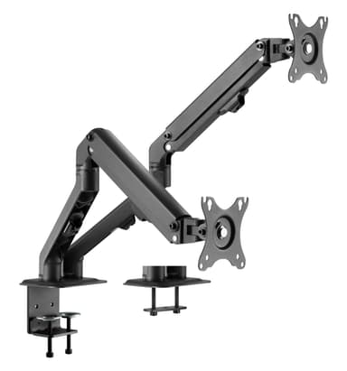 NÖRDIC Monitorarm bordsfäste för dubbla monitorer, 17""-27"", aluminium och stål, svart, skärmfäste