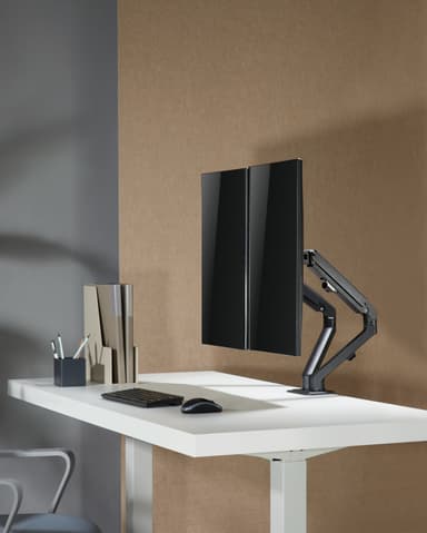 NÖRDIC Monitorarm bordsfäste för dubbla monitorer, 17""-27"", aluminium och stål, svart, skärmfäste
