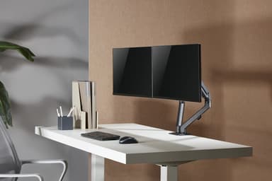 NÖRDIC Monitorarm bordsfäste för dubbla monitorer, 17""-27"", aluminium och stål, svart, skärmfäste