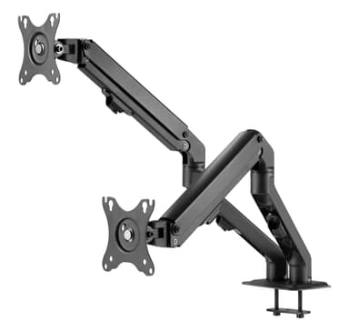 NÖRDIC Monitorarm bordsfäste för dubbla monitorer, 17""-27"", aluminium och stål, svart, skärmfäste