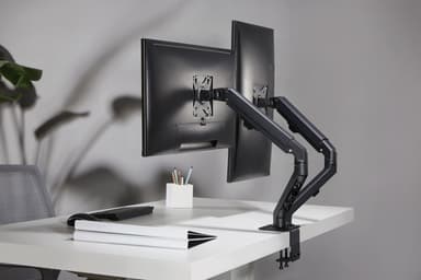 NÖRDIC Monitorarm bordsfäste för dubbla monitorer, 17""-27"", aluminium och stål, svart, skärmfäste