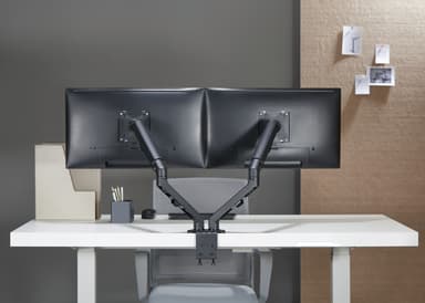 NÖRDIC Monitorarm bordsfäste för dubbla monitorer, 17""-27"", aluminium och stål, svart, skärmfäste