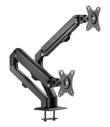NÖRDIC Monitorarm bordsfäste för dubbla monitorer, 17""-27"", aluminium och stål, svart, skärmfäste
